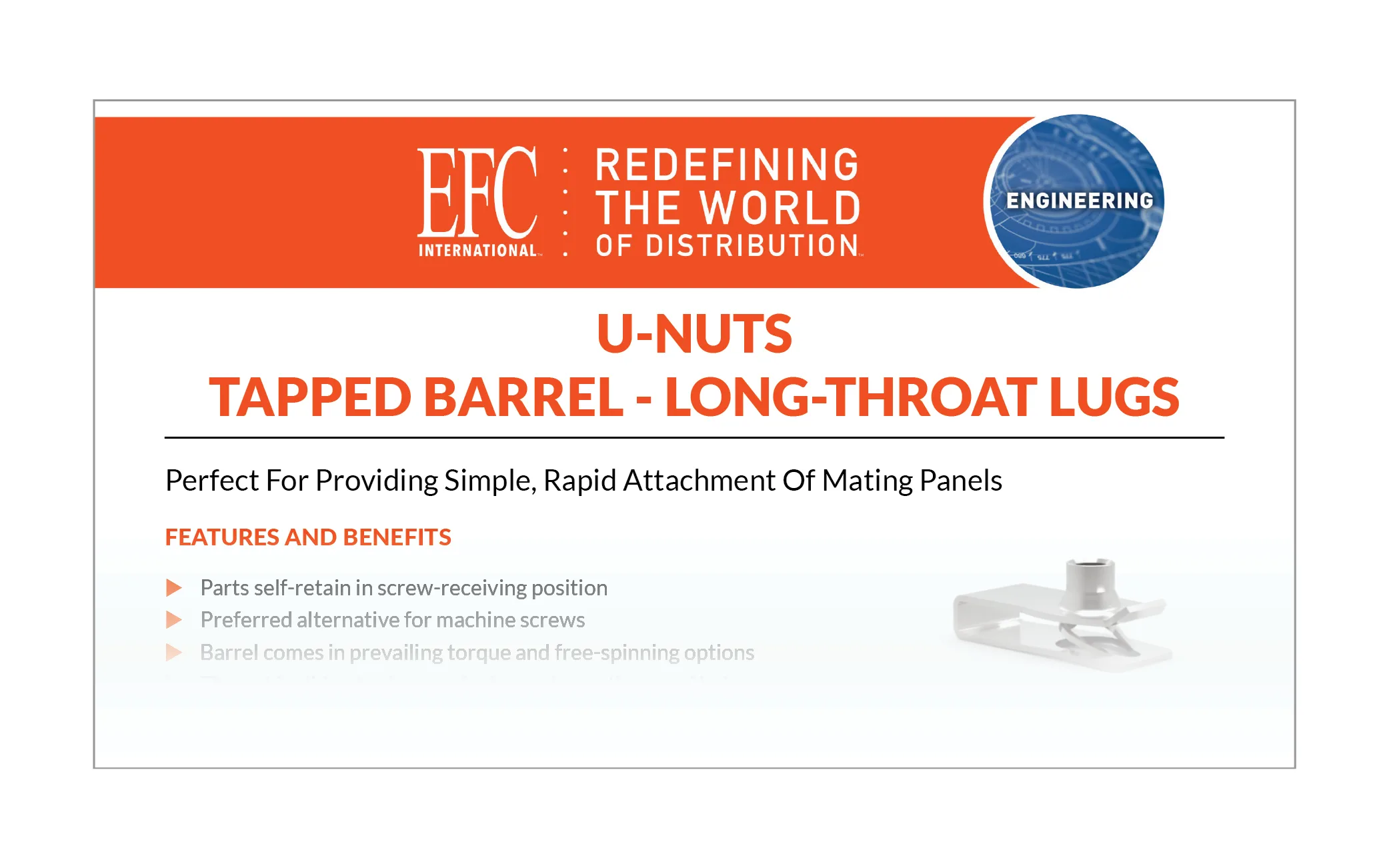EFC Engineered Solutions Brochure U Nuts Tapped Barrel Long Throat Lugs