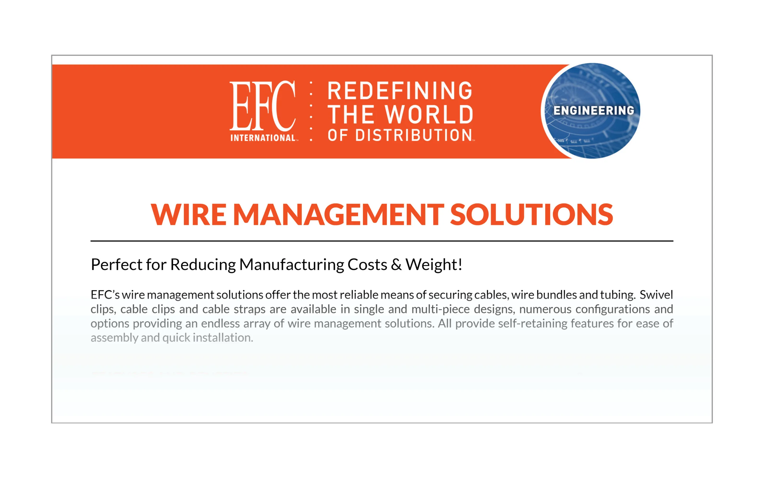 EFC Engineered Solutions Brochure Wire Management Solutions