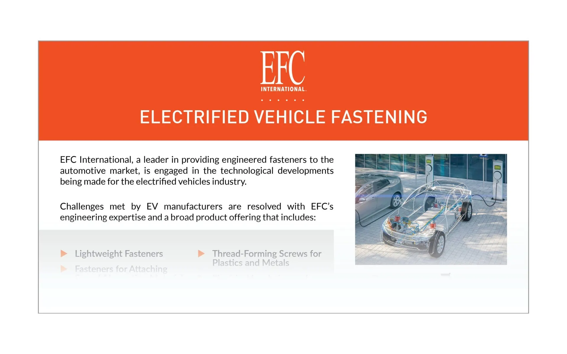 EFC International - Electric Vehicle Fastening (EV) Brochure